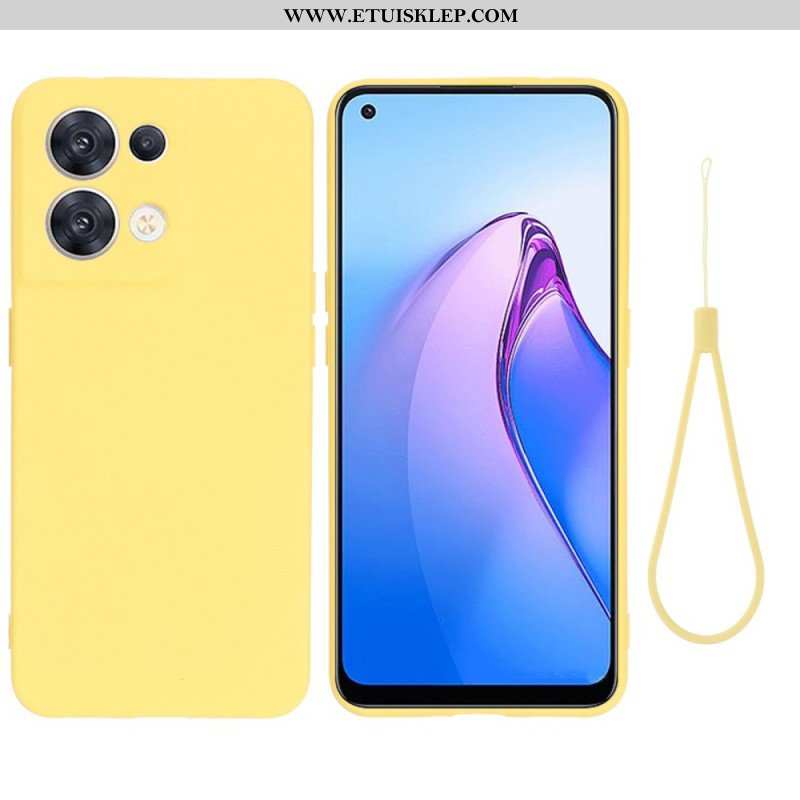 Futerały do Oppo Reno 8 z Łańcuch Płynny Silikon W Paski